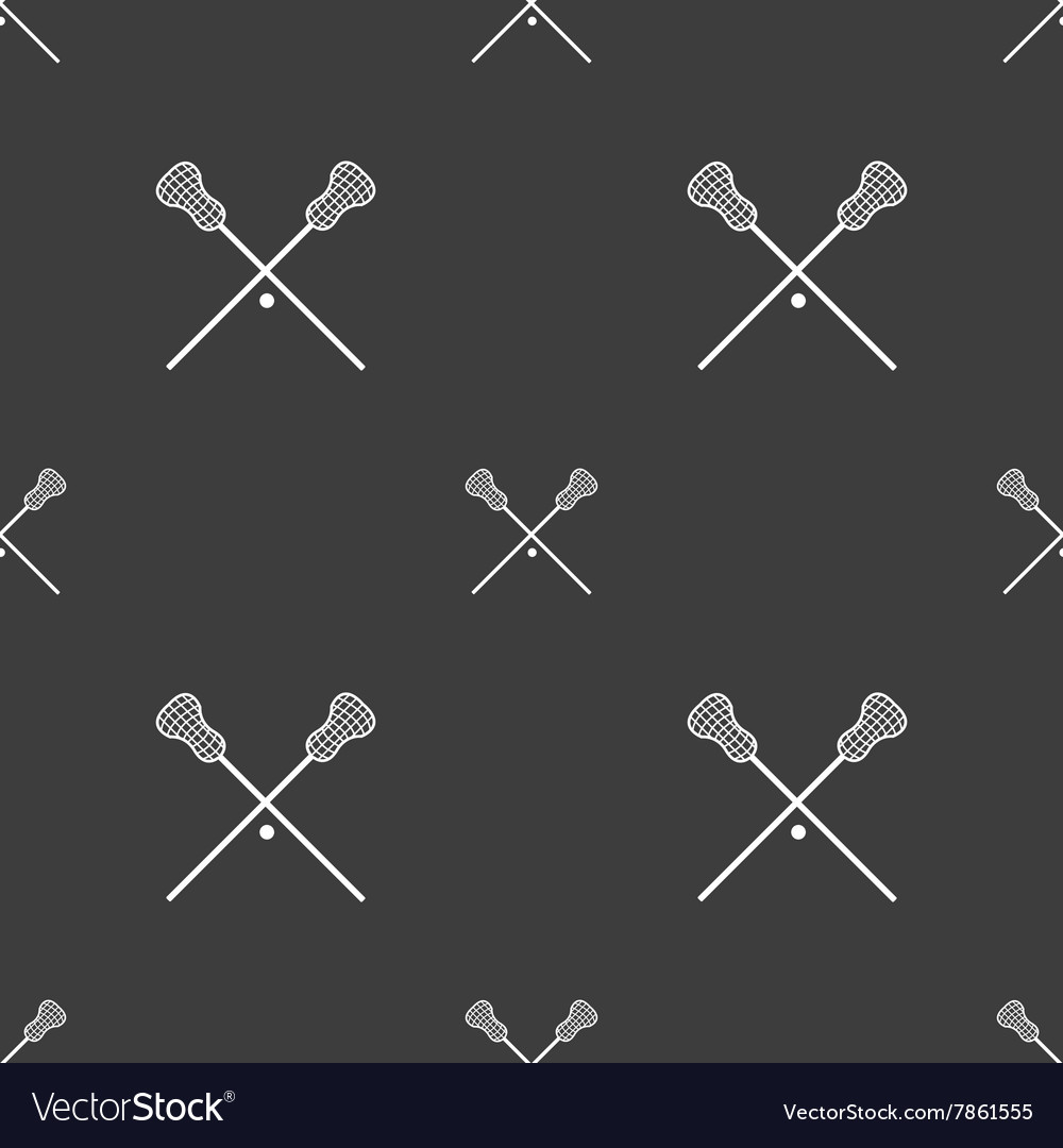 Lacrosse sticks crossed icon sign seamless pattern