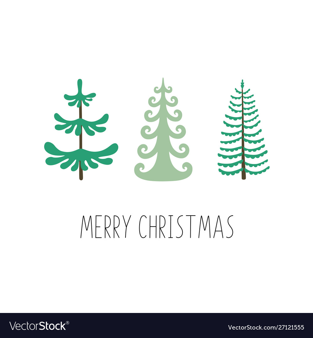 Merry christmas set trees ideal Royalty Free Vector Image