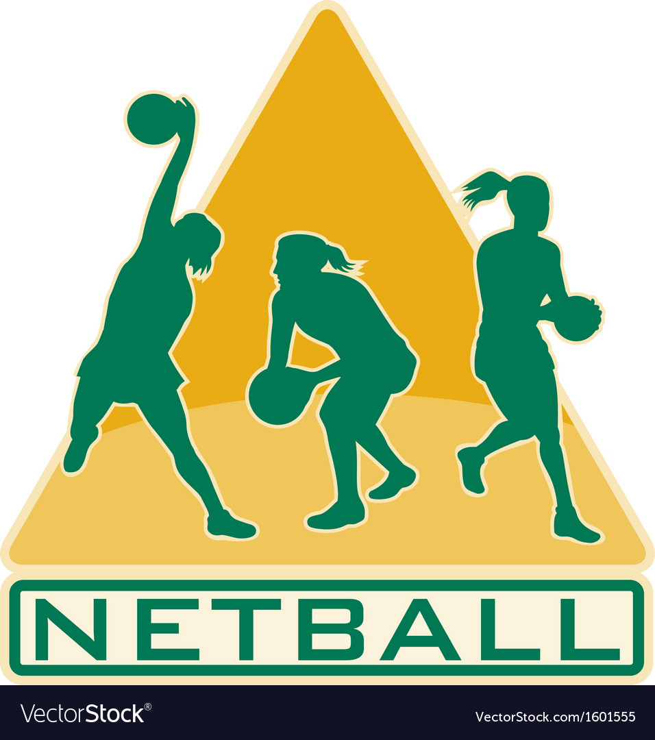 Netball player catching jumping passing ball Vector Image