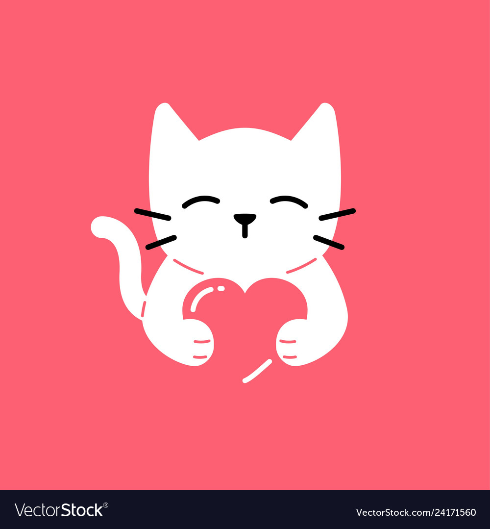 cat kitten hug love heart line art abstract mascot cartoon logo icon vector  illustration 25946273 Vector Art at Vecteezy