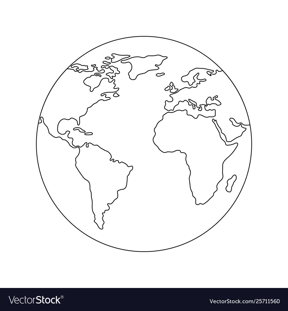 Earth Globe Template World Map Line Style Icon Vector Image