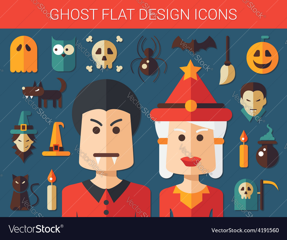 Set of flat design ghost icons Royalty Free Vector Image