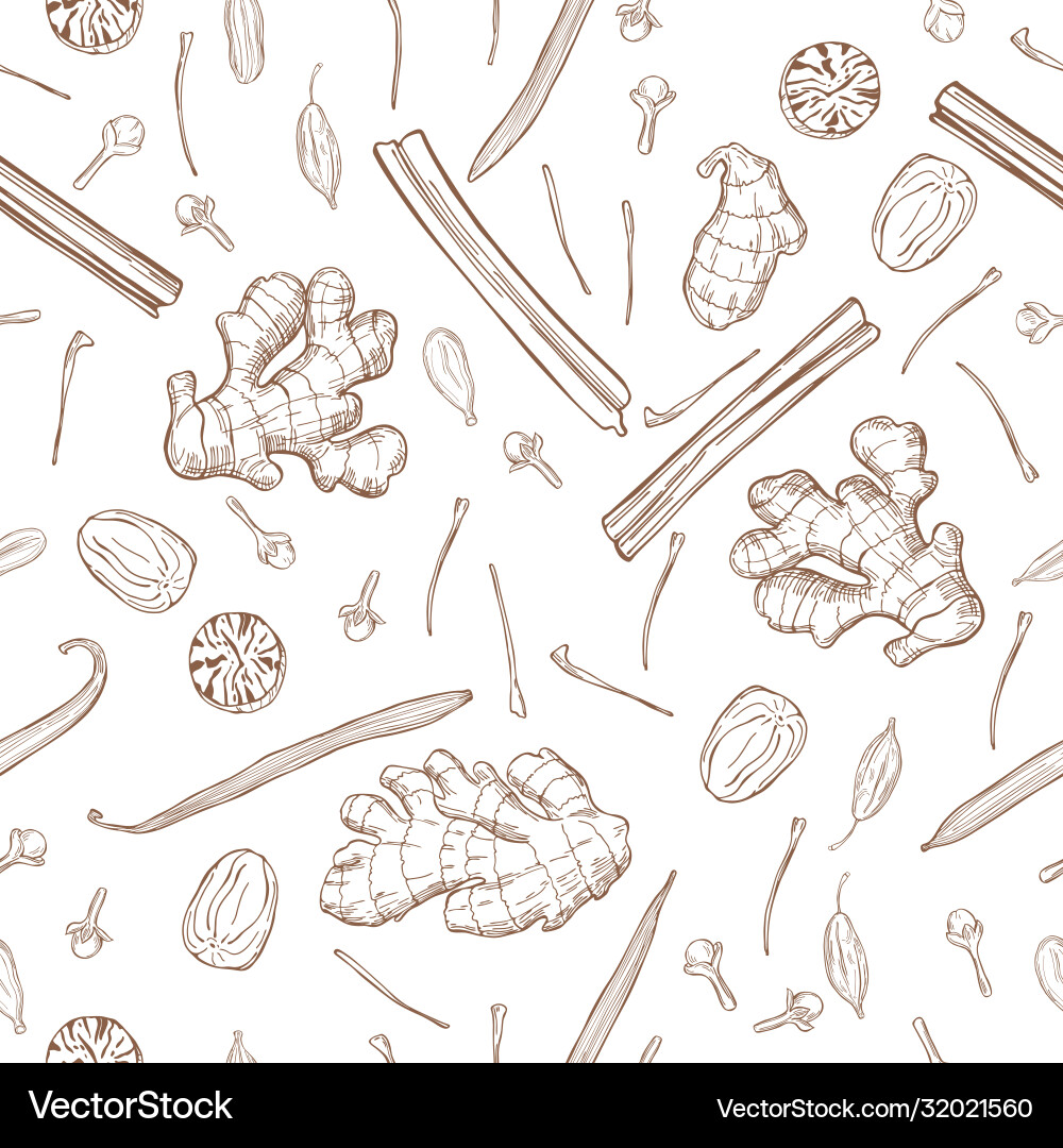 Spices for dessert and baking seamless pattern Vector Image
