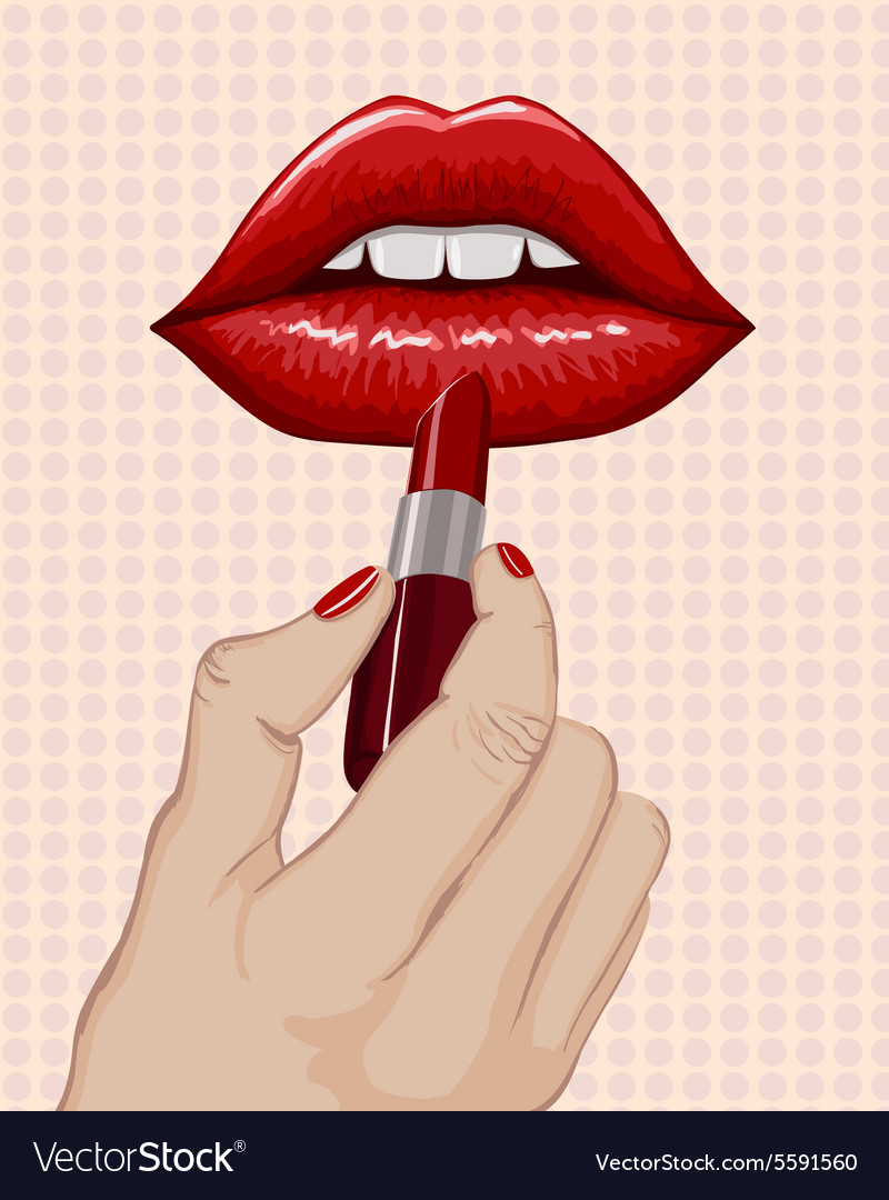 Woman Paints Her Lips Hand Drawn Royalty Free Vector Image