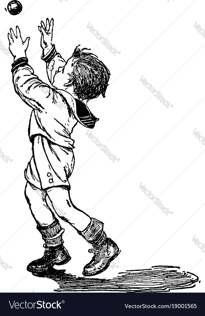 Boy playing with ball vintage Royalty Free Vector Image