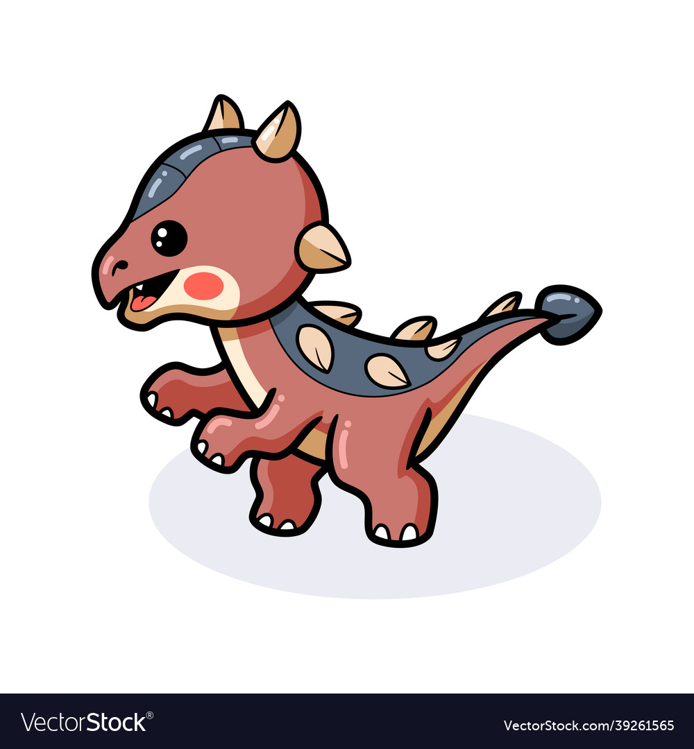 Cute little ankylosaurus dinosaur cartoon