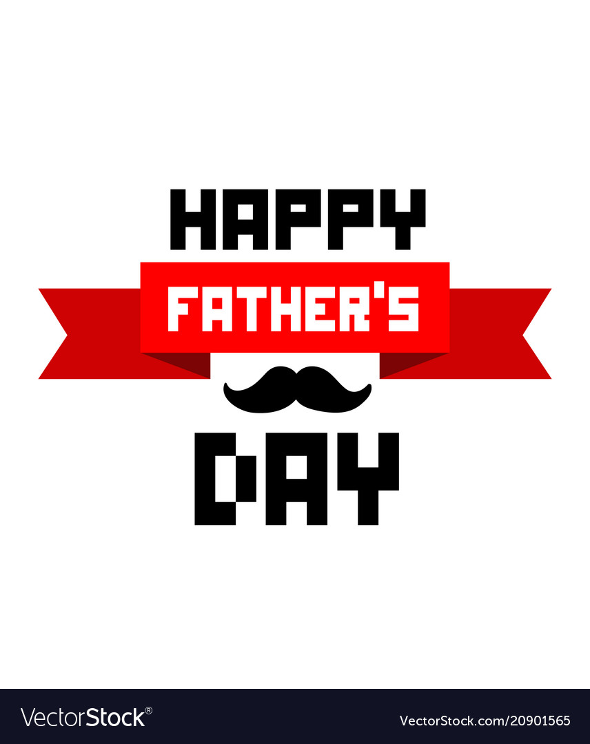 Happy father day red ribbon mustache white