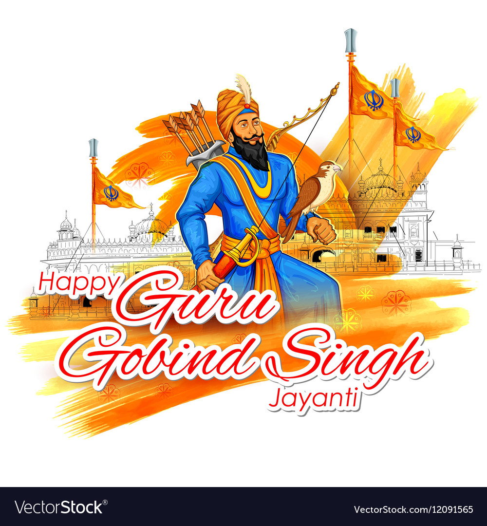 Happy guru gobind singh jayanti festival for sikh Vector Image