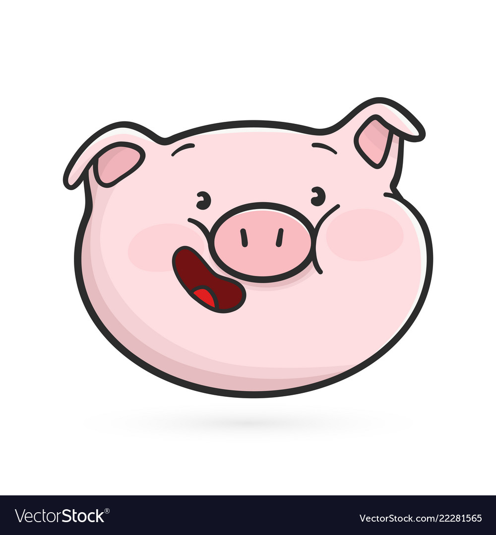 Laughing emoticon icon emoji pig Royalty Free Vector Image