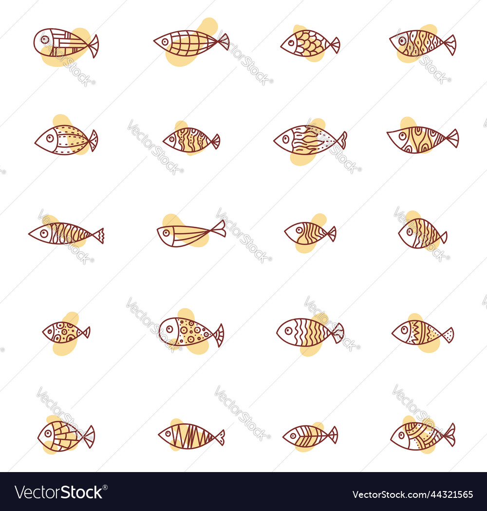 Yellow fish on a white background Royalty Free Vector Image
