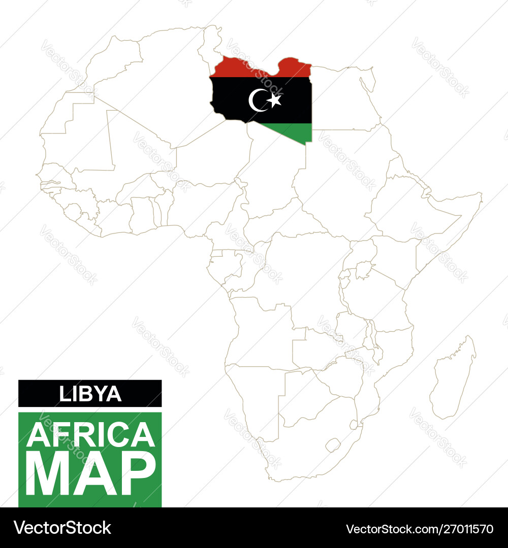 Africa Contoured Map With Highlighted Libya Vector Image