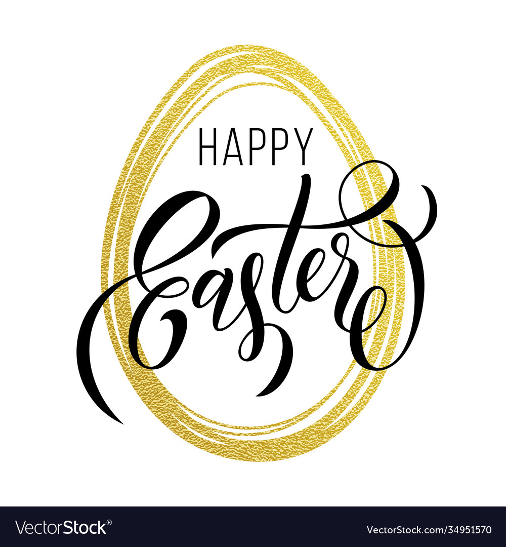 Happy easter gold egg paschal greeting Royalty Free Vector