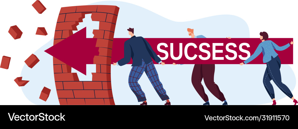 Inscription success successful teamwork Royalty Free Vector