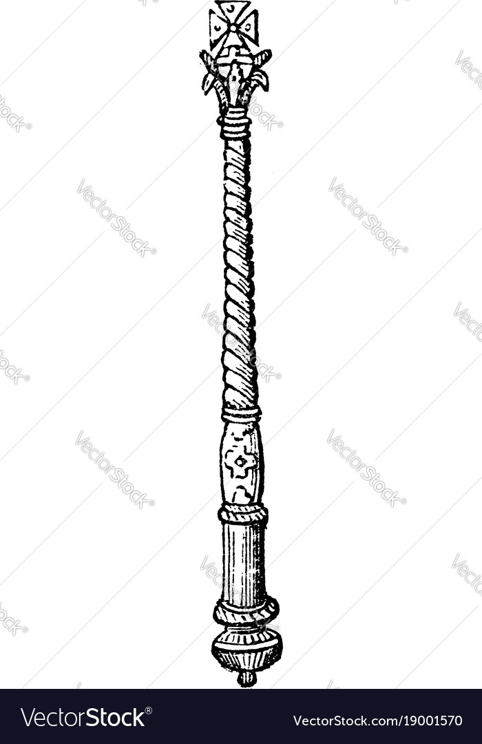 Sceptre with the cross is of gold vintage Vector Image