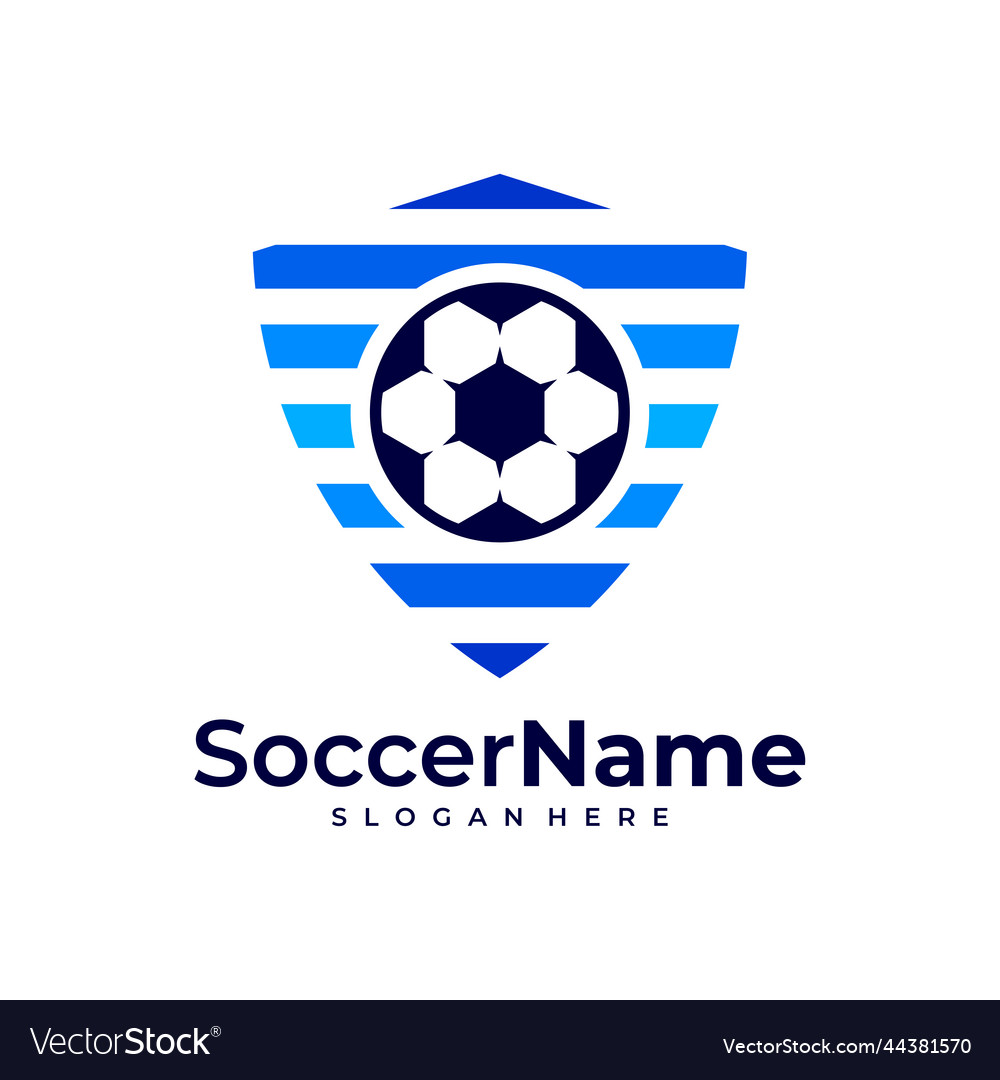 Shield soccer logo template football Royalty Free Vector