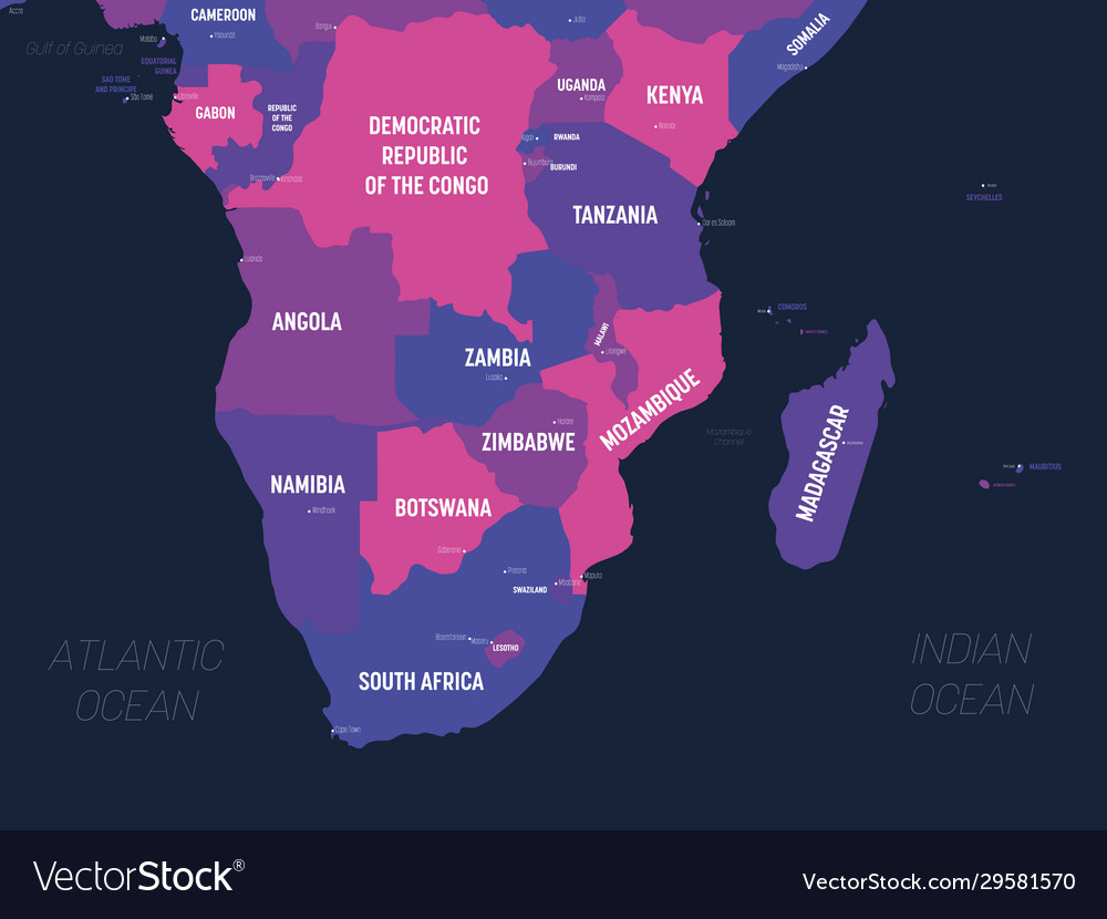 Southern africa map high detailed political map Vector Image