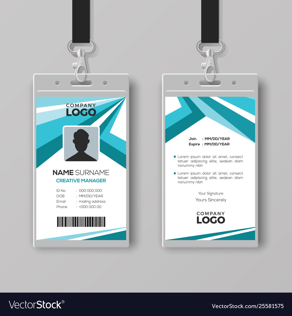 Abstract corporate id card design template Vector Image Regarding Company Id Card Design Template