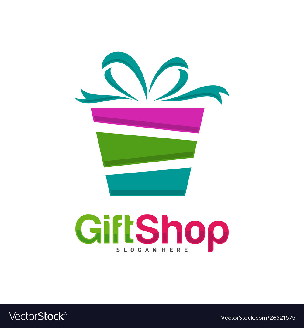 Gift shop logo design concept template colorful Vector Image