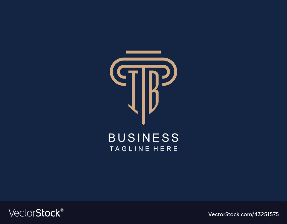 Ib initial pillar logo elegant and luxury law Vector Image