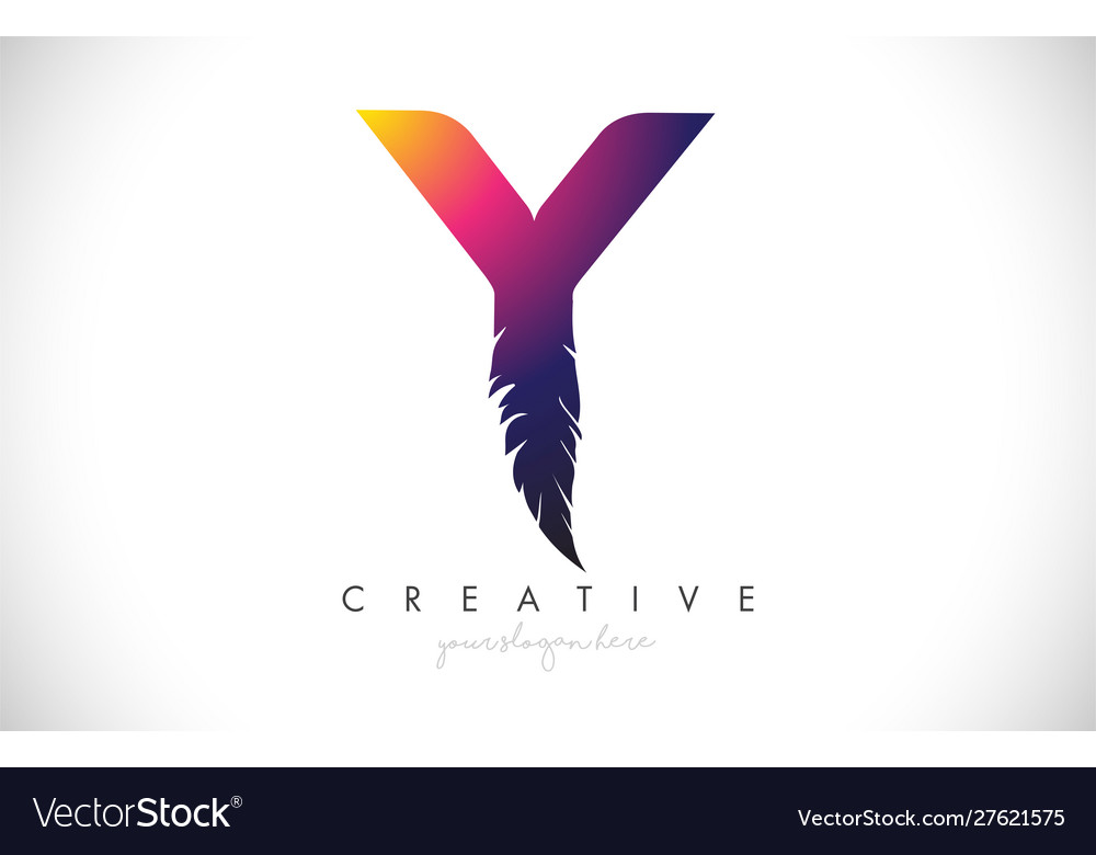 Y feather letter logo icon design with feather Vector Image