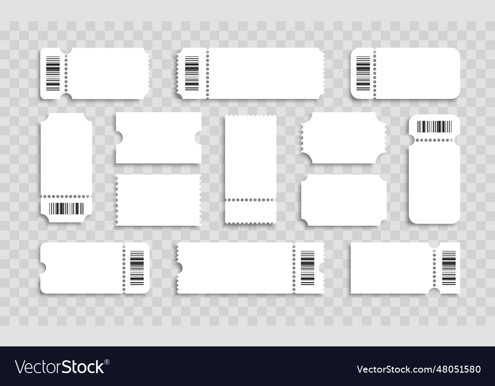 Blank Tickets Set Realistic White Mockup Ticket Vector Image Blank Tickets Set Realistic White Mockup Ticket Vector 48051580