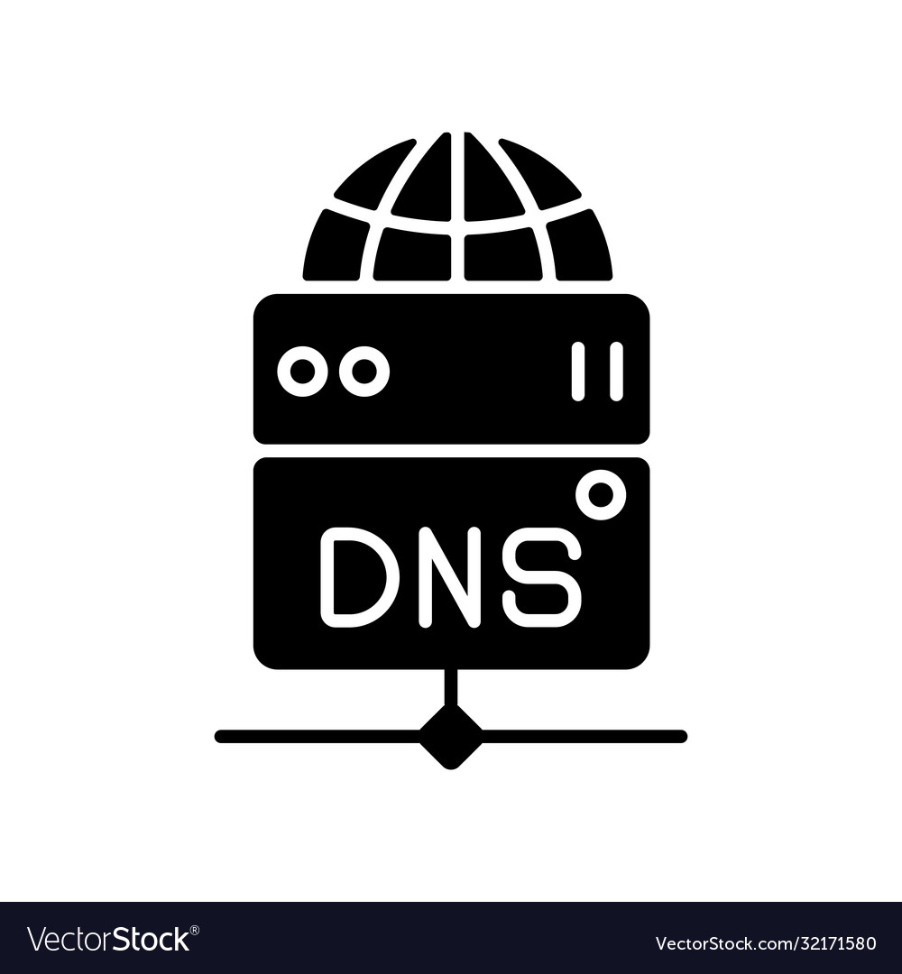 Dns server black glyph icon Royalty Free Vector Image