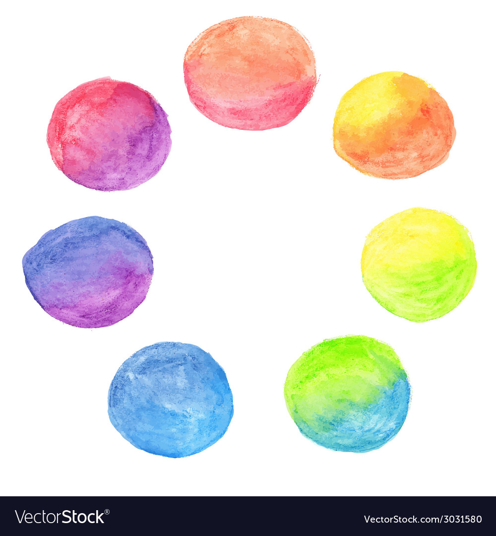 Download Set of rainbow watercolor circles Royalty Free Vector Image