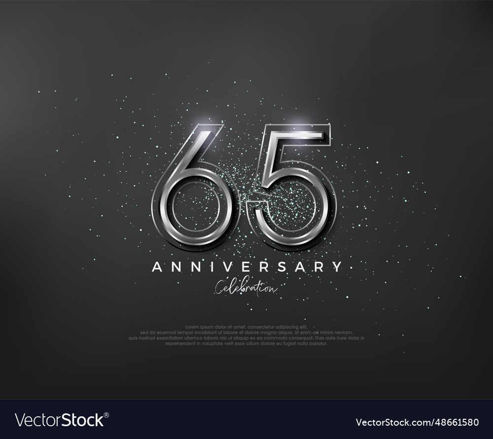 Silver metallic number design premium 65th Vector Image