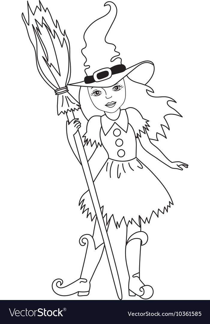 Black And White Witch - Halloween Royalty Free Vector Image