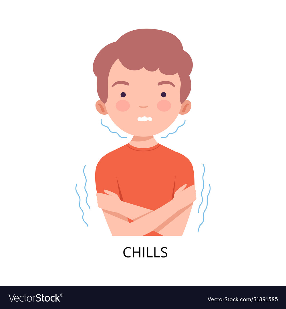 Boy suffering from chills symptom viral Royalty Free Vector