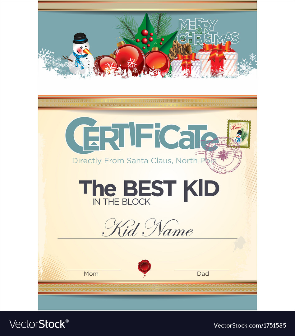 certificate best kid in the block royalty free vector image kid certificate