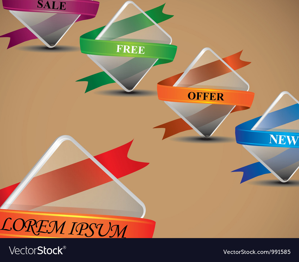 Glass Box With Business Colorful Ribbon Banner Vector Image
