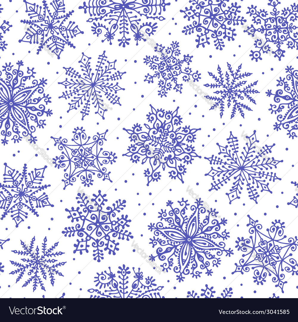 Hand drawn snowflakes seamless pattern