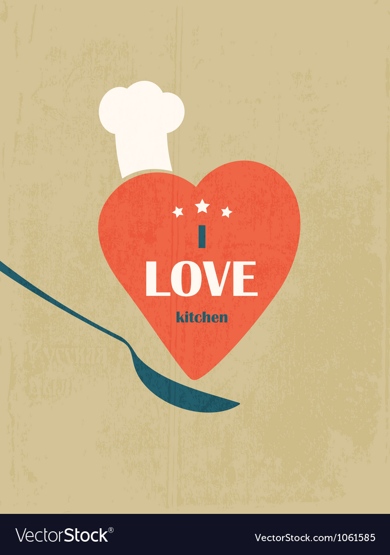 I love kitchen retro poster Royalty Free Vector Image