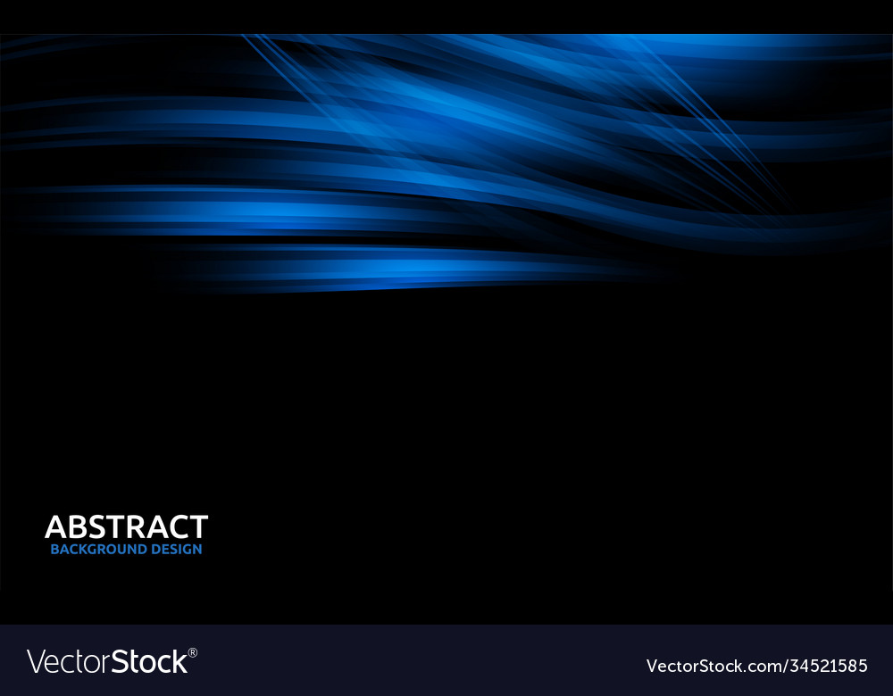 Modern black background with dynamic blue lights Vector Image