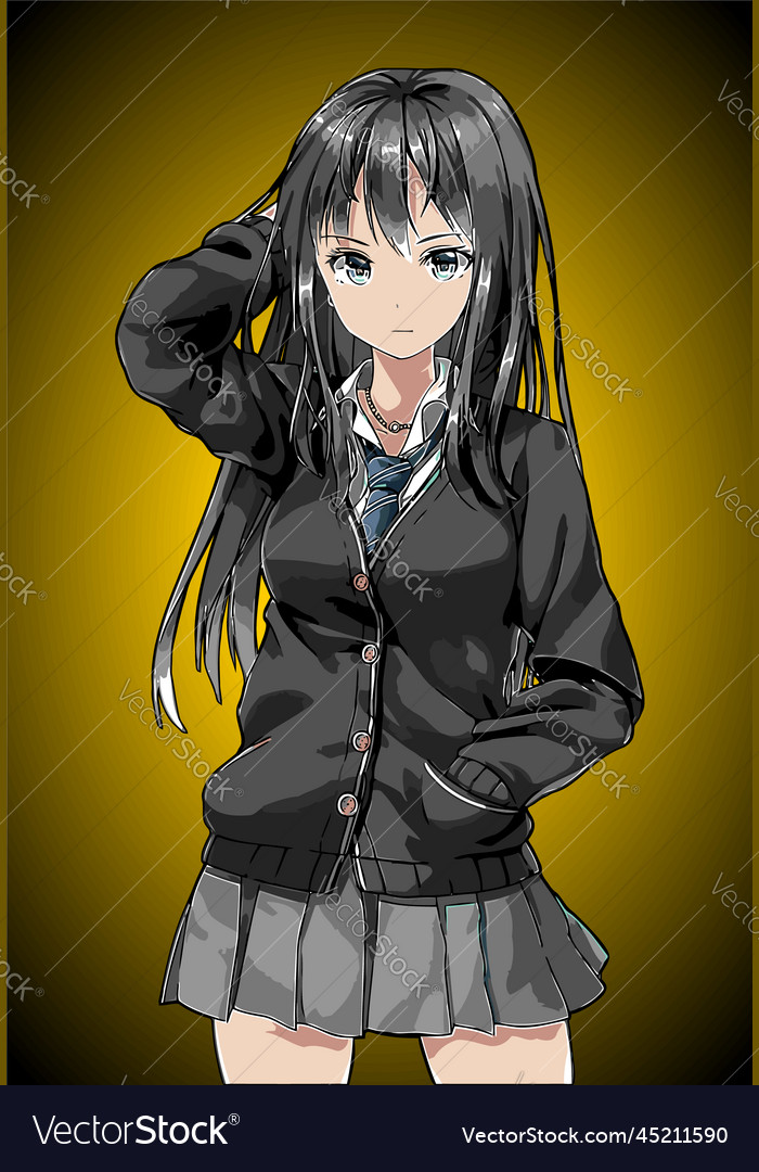 Premium Vector  A black and white poster of a anime girl with a