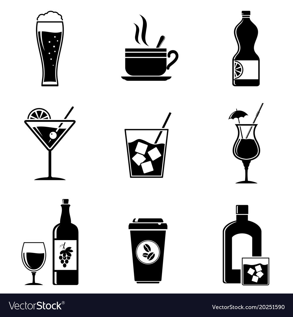 Beverages icons set Royalty Free Vector Image - VectorStock