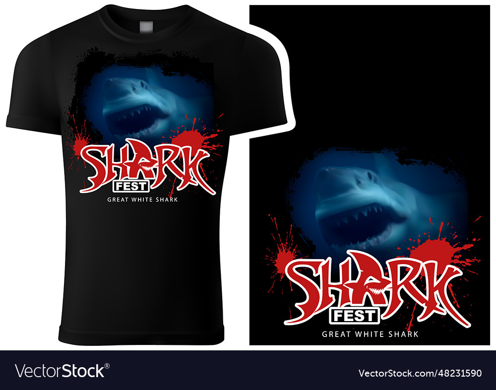 Graphic design with great white shark Royalty Free Vector