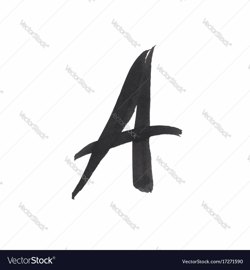 Letter a written with black ink Royalty Free Vector Image