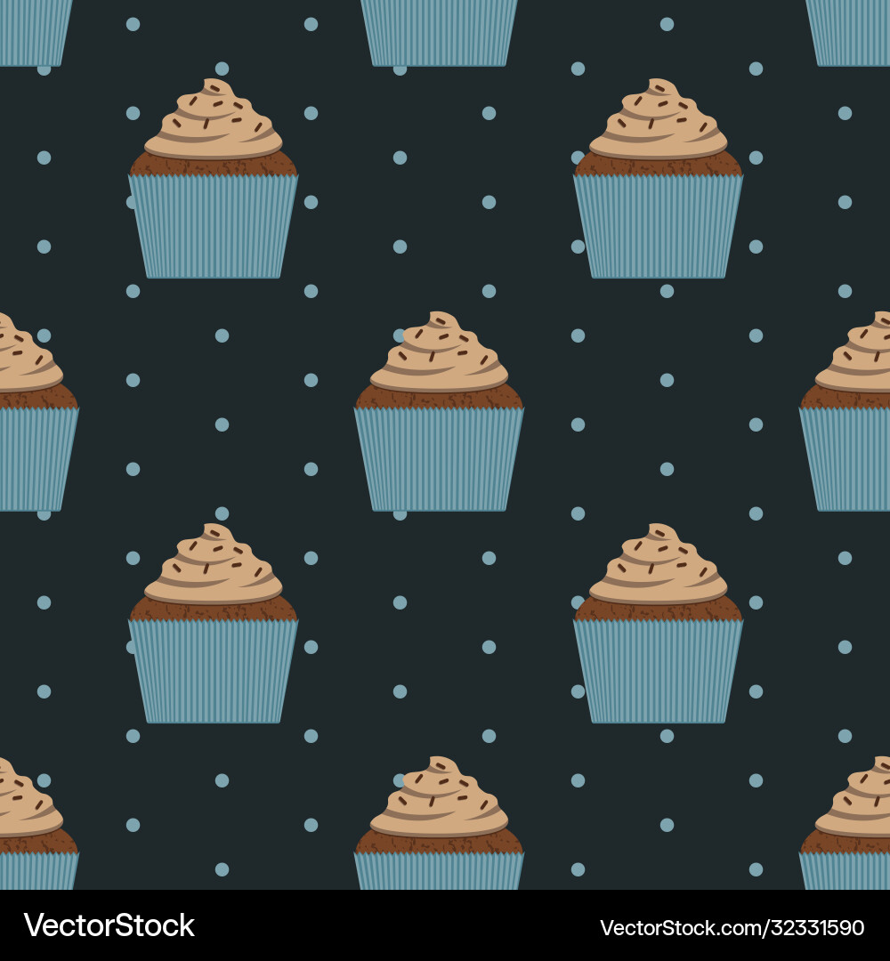 Seamless pattern chocolate cupcake Royalty Free Vector Image