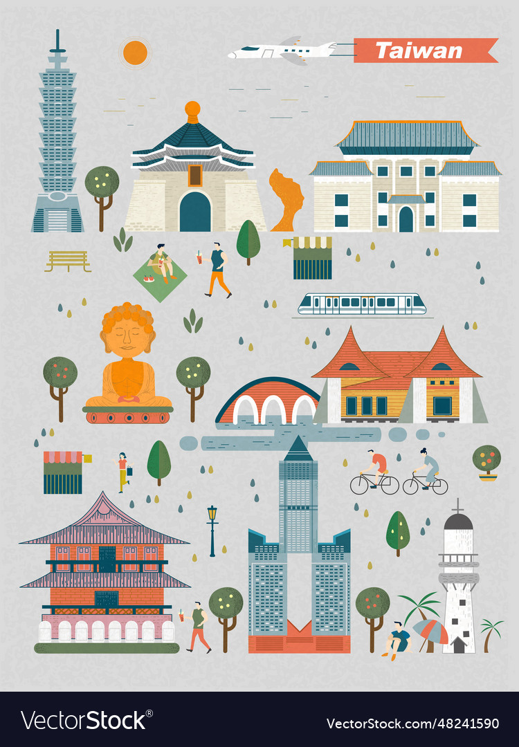 Taiwan landmarks Royalty Free Vector Image - VectorStock