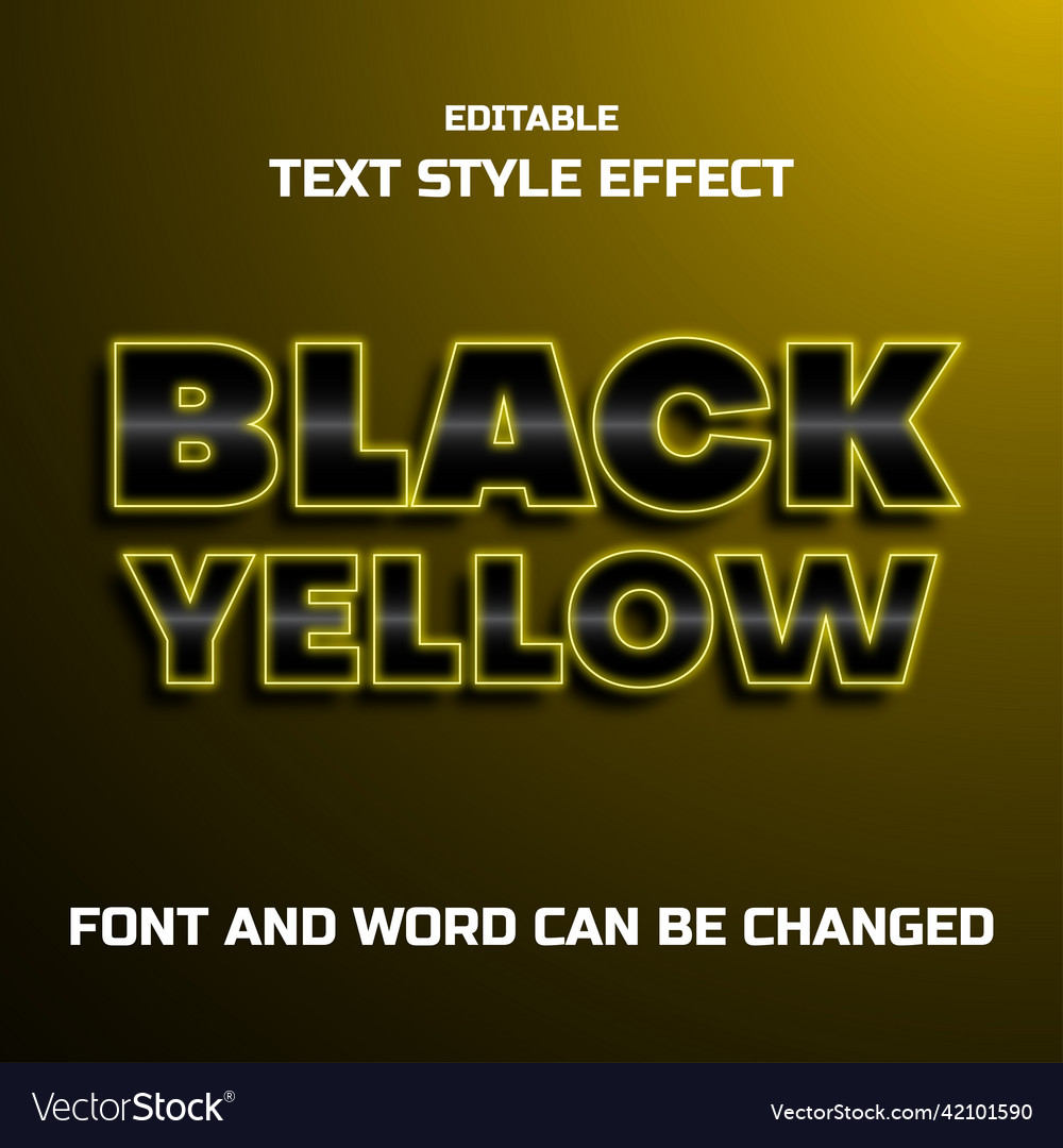 Text effect design with black and yellow color Vector Image