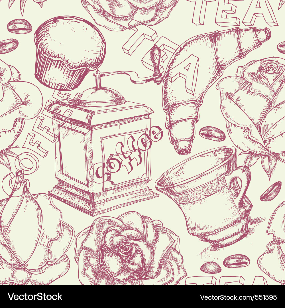 Coffee tea seamless pattern Royalty Free Vector Image