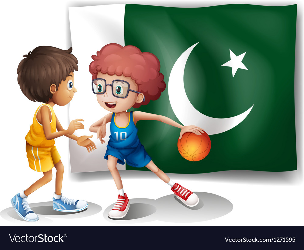 Flag of pakistan and the basketball players Vector Image