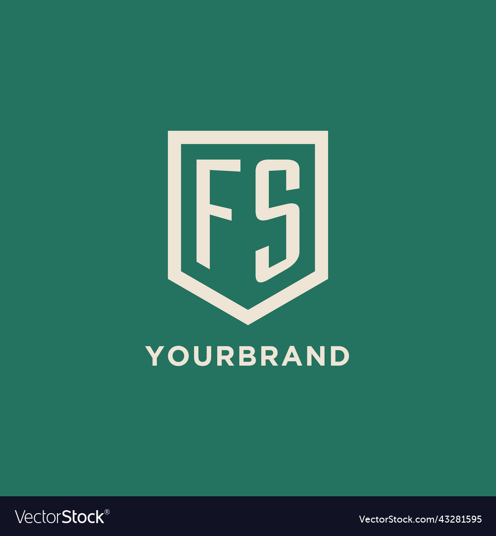 Fs initial logo monogram shield geometric shape Vector Image