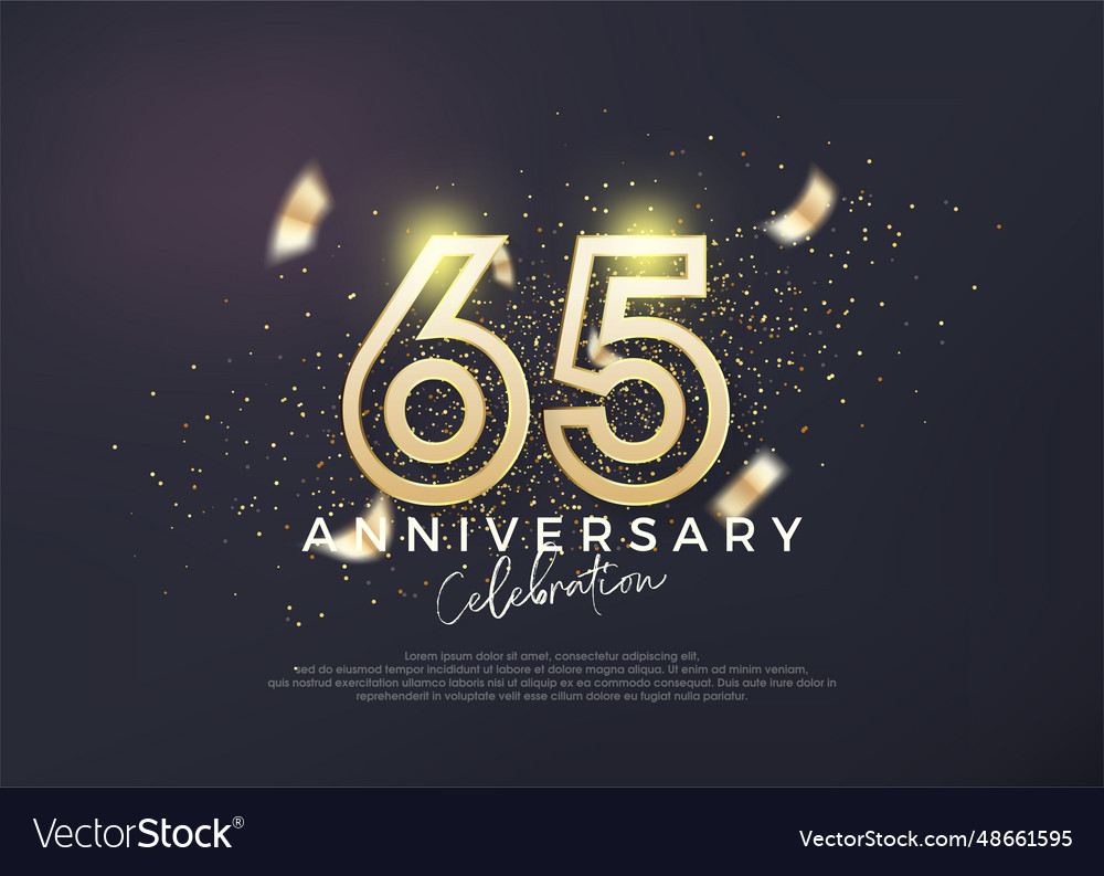 Gold Line Design For 65th Anniversary Celebration Vector Image