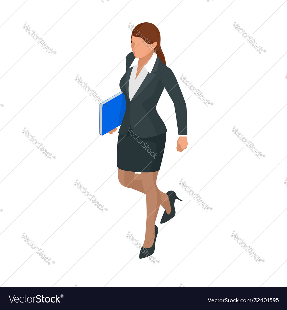 Isometric business women stylish isolated on white