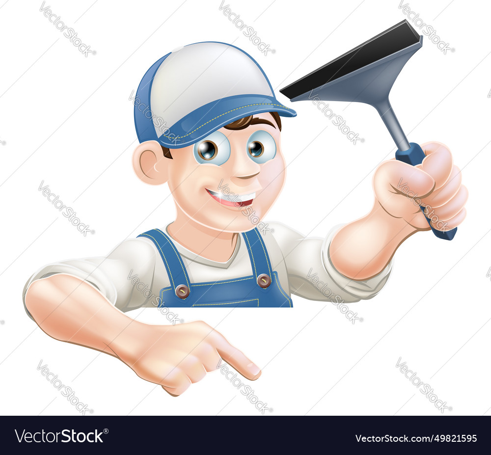 Pointing Window Cleaner Royalty Free Vector Image