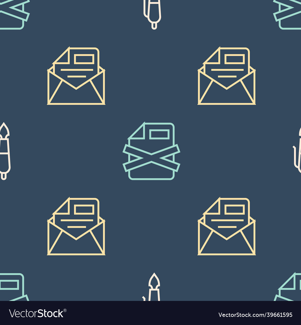 Set line fountain pen nib mail and email Vector Image