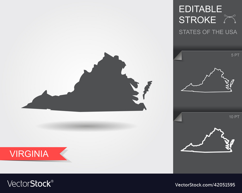 Stylized map of the us state virginia Royalty Free Vector